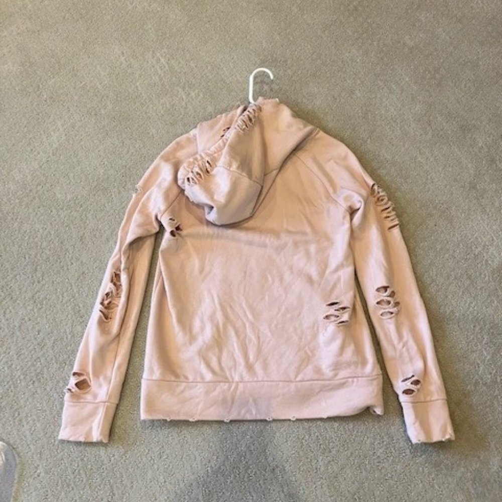 Alo Pink Sweatshirt Hoodie *destroyed* size small - Picture 3 of 3